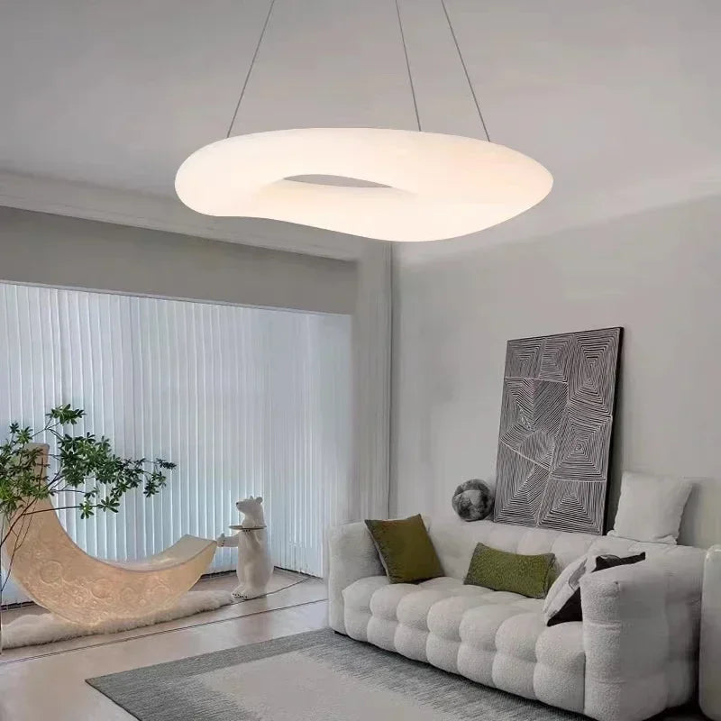 Modern minimalist acrylic eye protection pendant light, living room, bedroom, circular LED indoor lighting - vue 6 sur 18