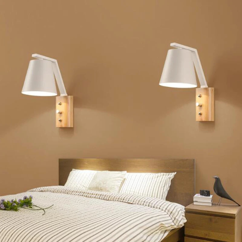 Applique Murale en bois LED avec abat-jour en métal - vue 5 sur 8