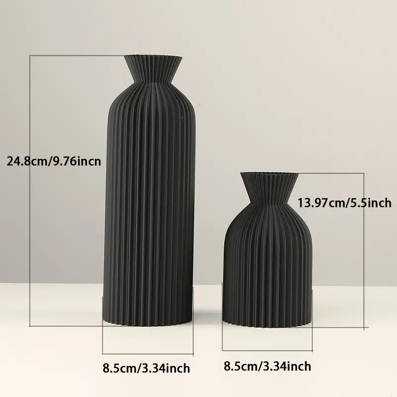 Elegant Black Plastic Vase - Boho Chic Decorative Centerpiece for Home, Office, and Living Room - vue 8 sur 8