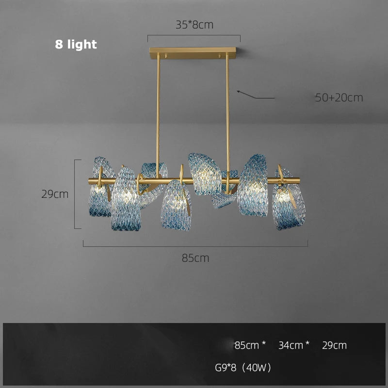 lustre led art deco verre bleu - vue 12 sur 21