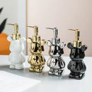 Bear Shape Ceramics Soap and Gel Dispenser, Creative Gold Silver, 200ml Empty Shampoo Bottle, Bathroom Storage Accessories