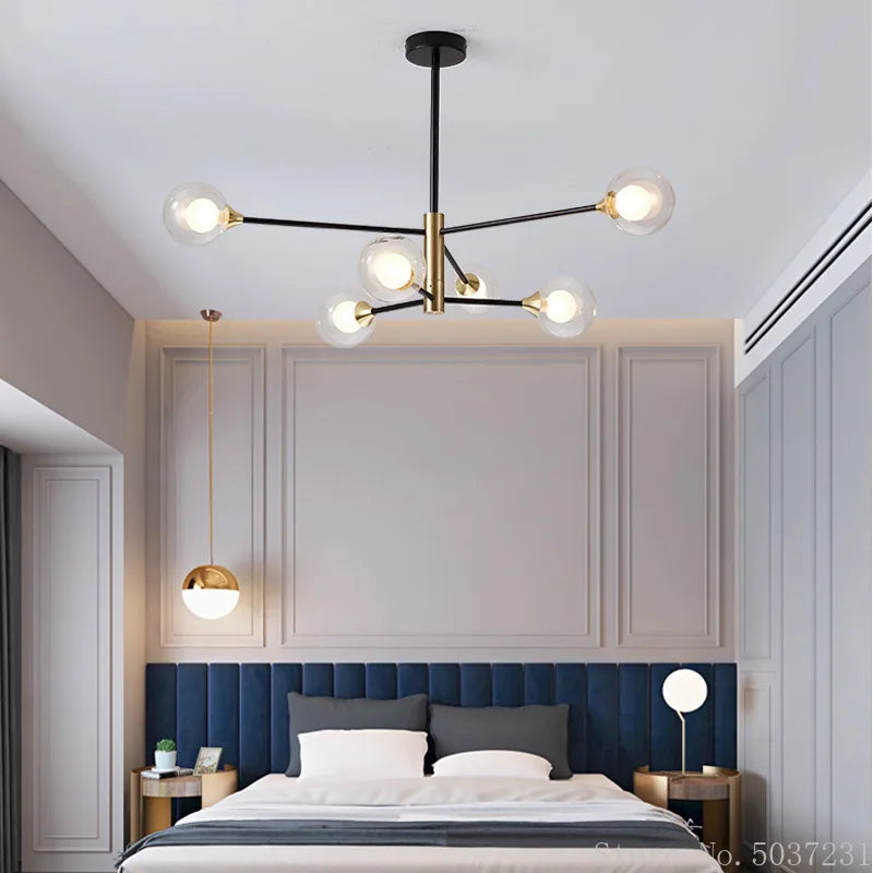 lustre moderne en forme de haricot avec éclairage led suspendu - vue 5 sur 16