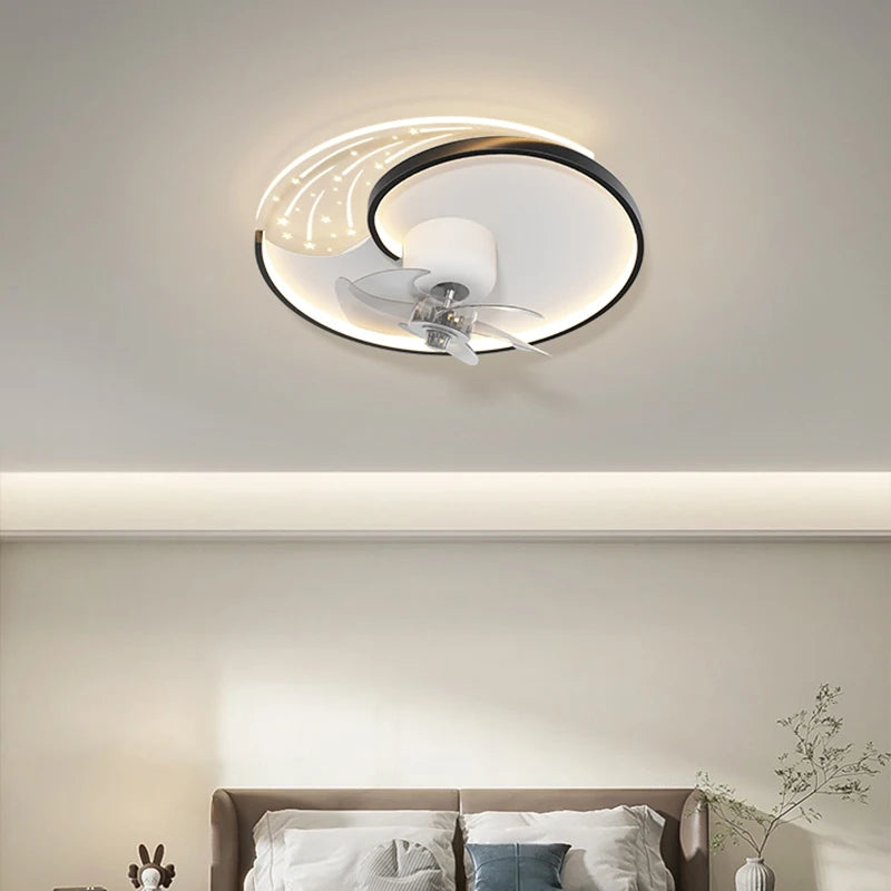 plafonnier moderne avec ventilateur et éclairage intelligent mobile - vue 3 sur 8