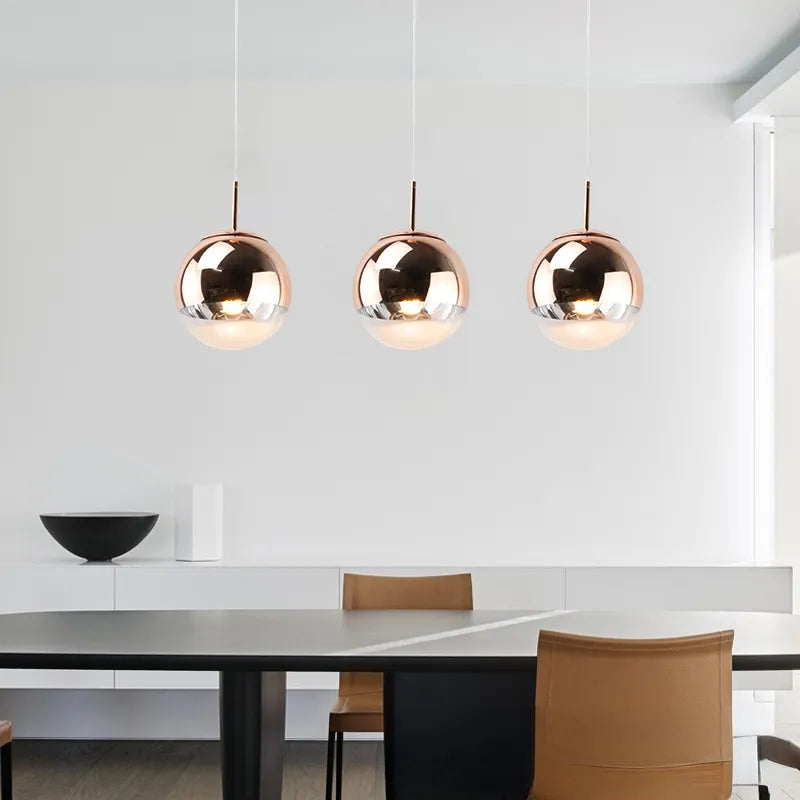 Suspension boule chromée en verre moderne décor - vue 10 sur 9