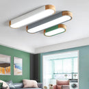 SANDYHA plafonniers nordique Led bois fer acrylique Rectangle piste lampe pour salon chambre décor intérieur luminaires