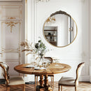 LUVODI Baroque Brass Round Wall Decor Mirror Resin Rose Pattern Metal Frame Art Mirror for Living Room,Bathroom Decoration