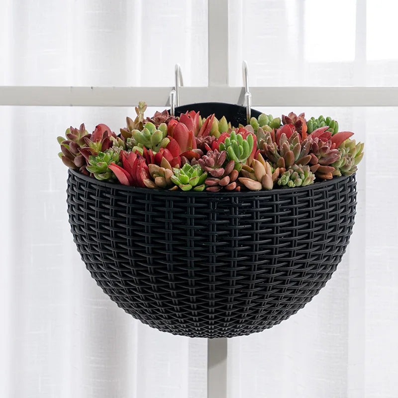 European Wall Mounted Hydroponic Plant Pot, Semi-Circular, Hanging Flower Basket, Balcony, Lazy Wall Mounted, No Drilling, Decor - vue 4 sur 16
