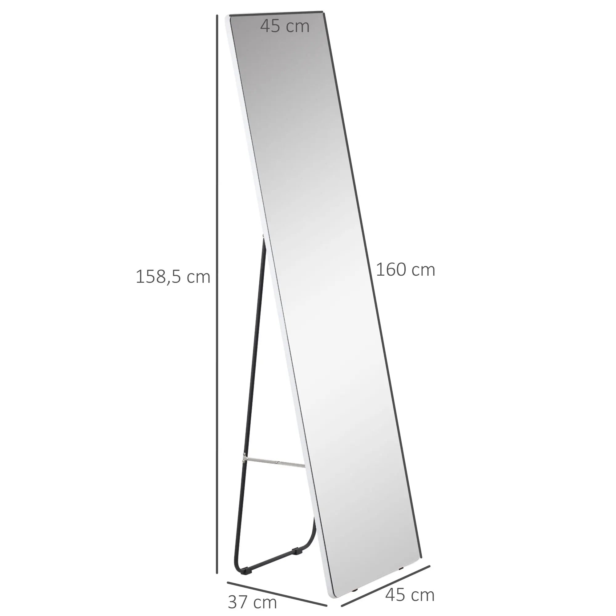 HOMCOM full body floor mirror 45x37x158,5 cm for living room bedroom - vue 3 sur 7