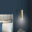 lustre led minimaliste cylindrique en fer et cristal