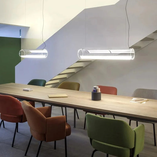 lustre moderne en verre transparent avec éclairage led - vue 5 sur 7