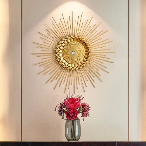 Creative Iron Golden Pendant for Living Room, Luxury Wall Hanging Mirror, Home Hallway Decor, Metal Wall Artistic for Bedroom - vue 8 sur 8