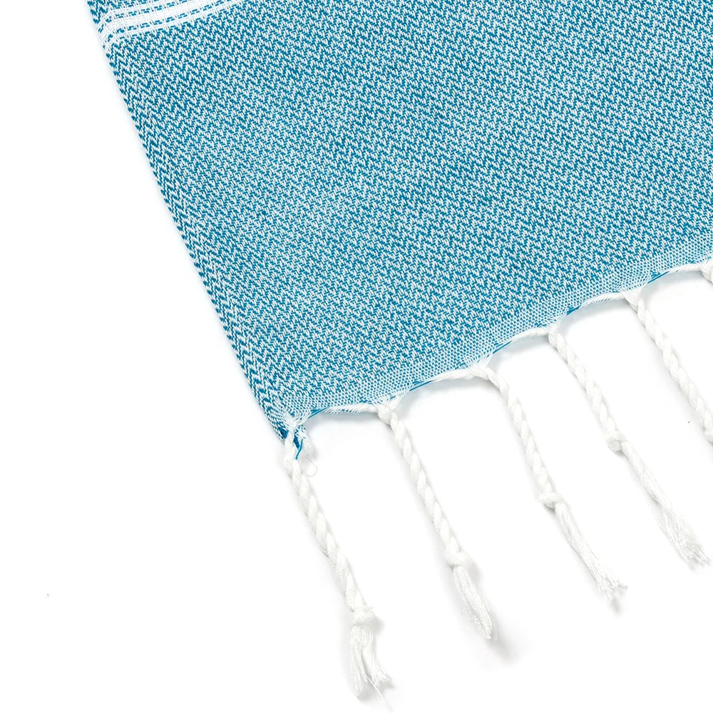 serviette de plage turque coton rayures franges rapide - vue 7 sur 7