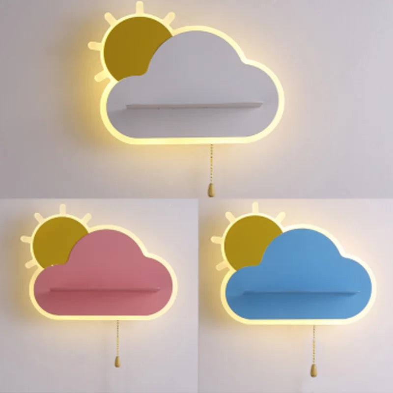 applique murale led décorative pour chambre de bébé nuage et soleil - vue 7 sur 12