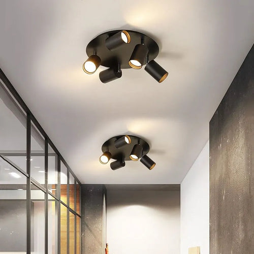 Plafonnier LED au design nordique rotatif à 3/5 têtes dorées - vue 3 sur 12