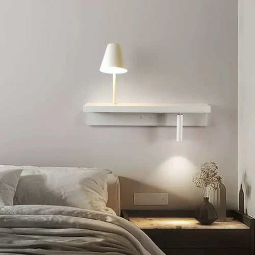 Rotating wall light with shelf and spotlight switch for decoration - vue 7 sur 14