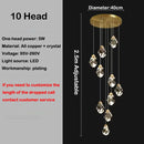 lustre en cristal led design en cuivre moderne et élégant