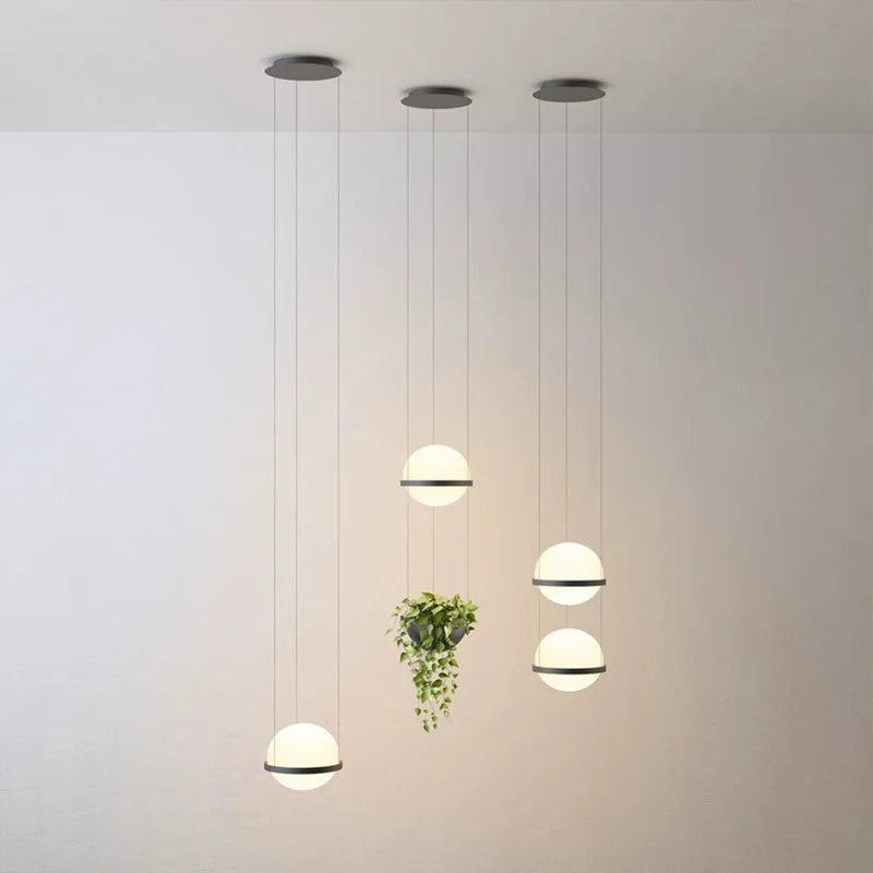 lustre nordique avec plante artificielle en pot suspendu - vue 4 sur 11
