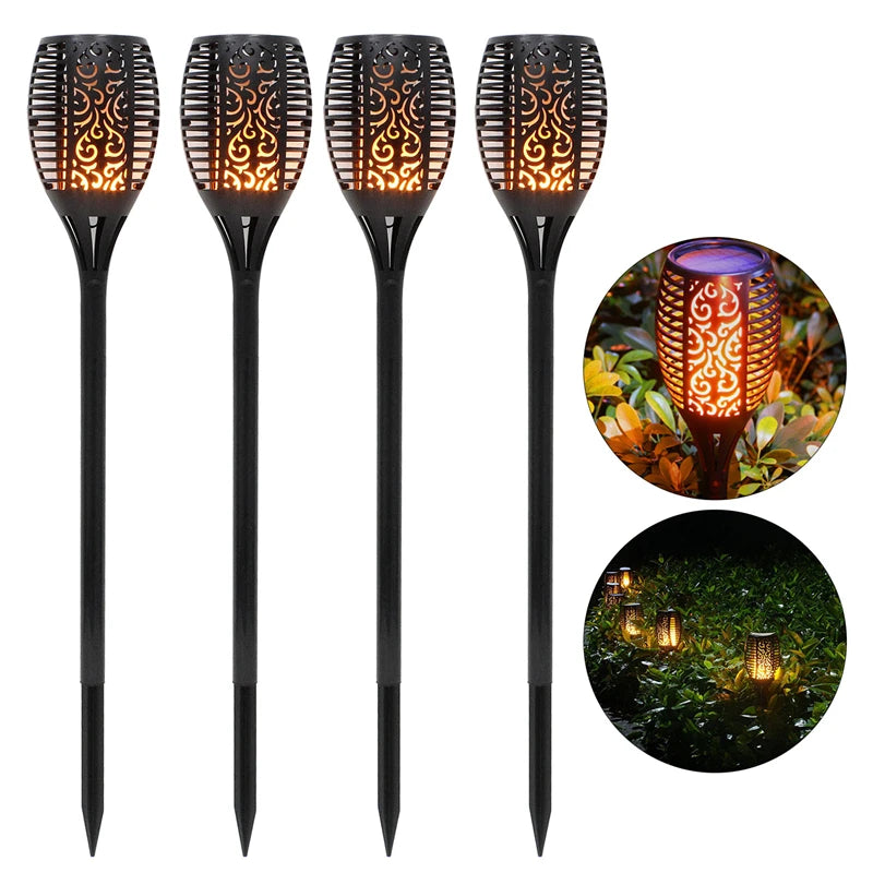 lampe solaire extérieure 96 led torche vacillante pour jardin et patio - vue 6 sur 11