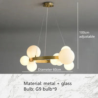 lustre en verre nordique avec led pour décoration moderne
