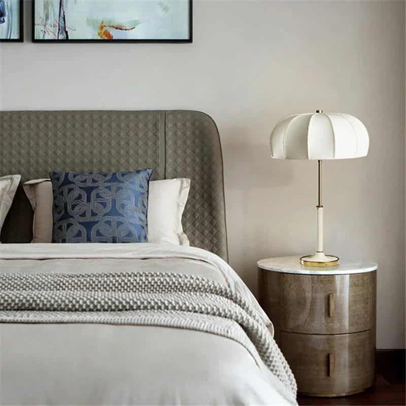 lustre design nordique lampadaire rétro en tissu avec lumière led - vue 4 sur 13