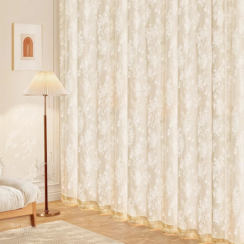 Voilage tulle floral romantique pour salon chambre fenetre