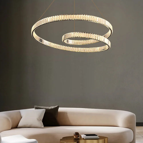lustre cristal led luxe deco suspension - vue 7 sur 12