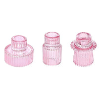 3PCS Set Glass Candlestick,Stick Candle Holder,Transparent Pink Green Amber Color,Wedding Romantic Table Candle Stand,Home Decor