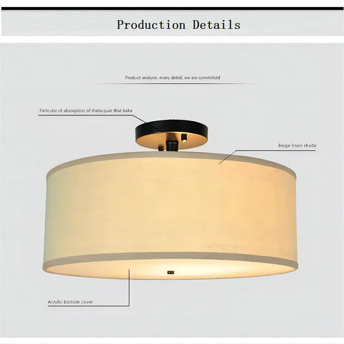 plafonnier moderne en fer forgé avec tissu lumineux