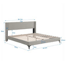 VSOGA Upholstered Bed, Double Bed, Bed With Slatted Frame, High Headboard, Upholstered Headboard, 180 X 200cm, Linen, Grey