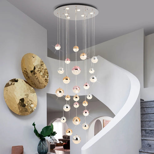 Modern minimalist long acrylic sphere chandelier for nordic villa - vue 5 sur 10