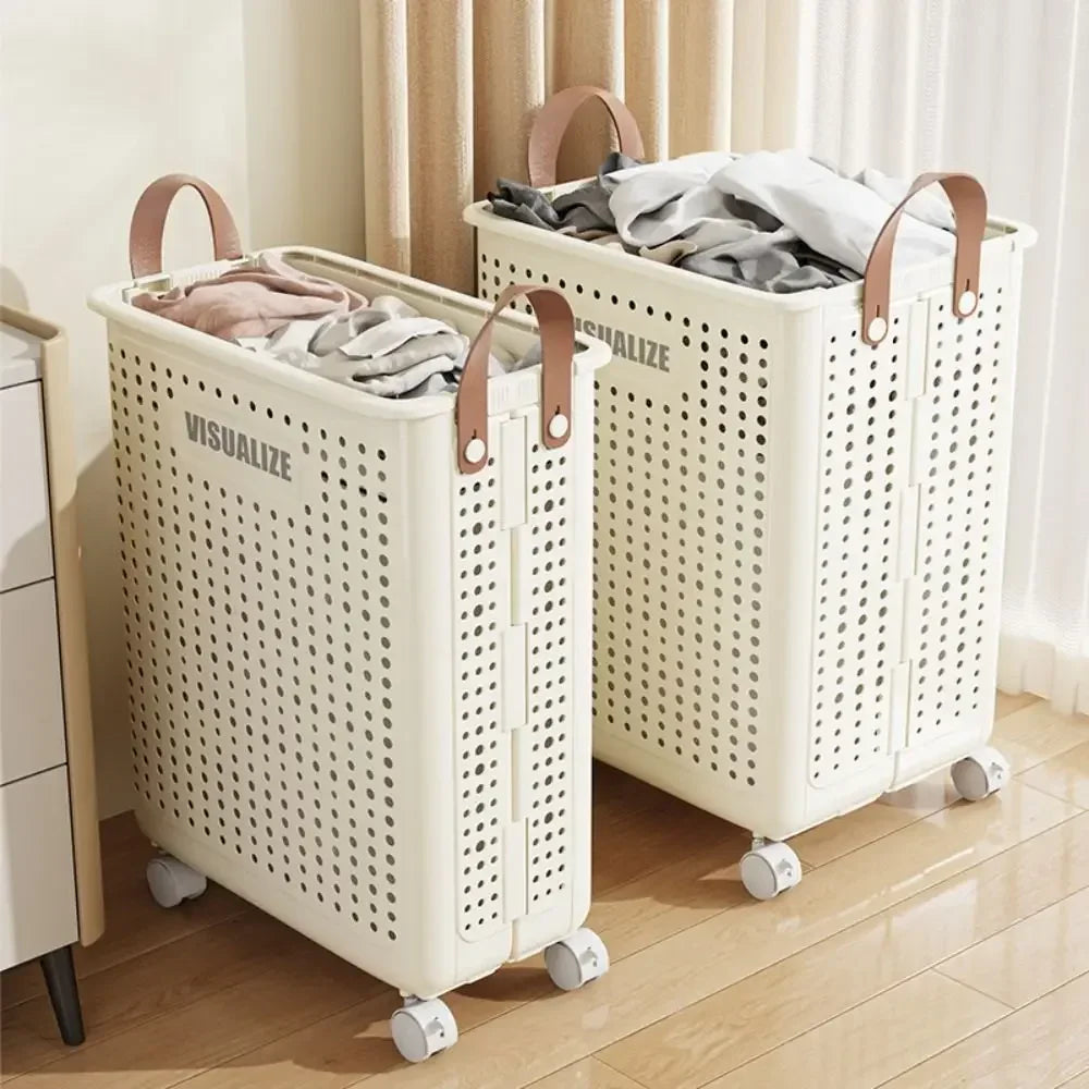 Foldable Laundry Basket, Large Capacity Mobile Laundry Basket,versatile and Durable,bedroom,bathroom,laundry Room, Snack Storage - vue 3 sur 12