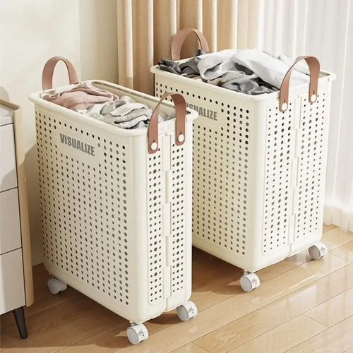 Foldable Laundry Basket, Large Capacity Mobile Laundry Basket,versatile and Durable,bedroom,bathroom,laundry Room, Snack Storage - vue 4 sur 12