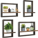 4 Pcs Floating Shelves for Wall, Rustic Wood Wall Shelves for Wall Decor Mounted Shelves Bathroom, Living Room, Kitchen Storage
