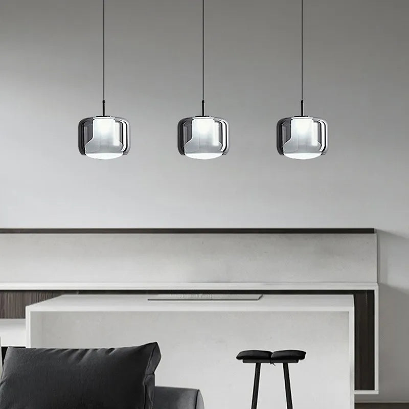 Minimalist Nordic design glass LED pendant light - vue 5 sur 23