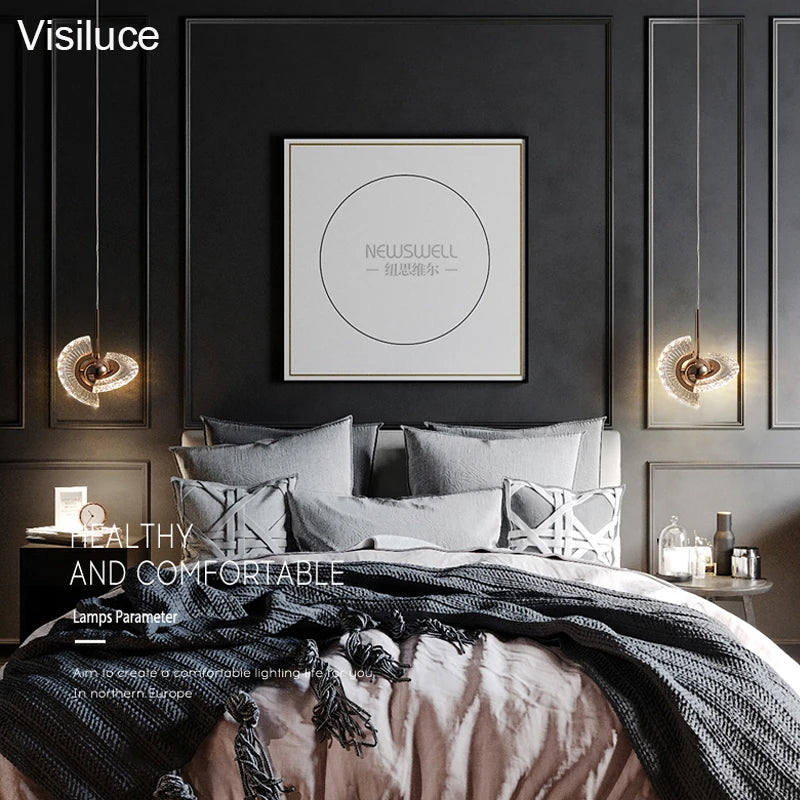 lustre nordique en cristal acrylique avec éclairage led - vue 5 sur 7