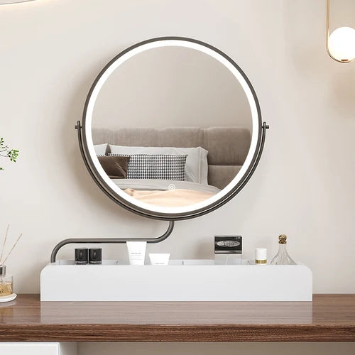 miroir décoratif à led rétro en bois pour maquillage - vue 8 sur 11