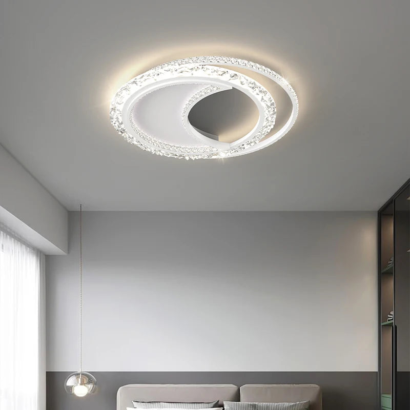 Minimalist round acrylic LED chandelier nordic atmosphere - vue 6 sur 21