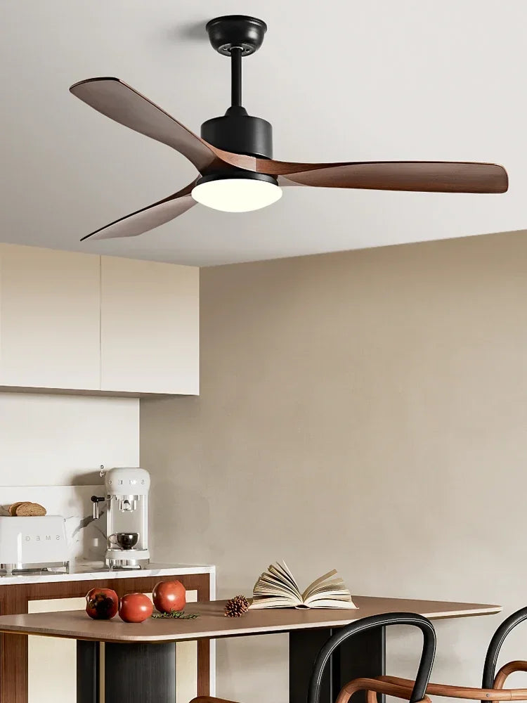 ventilateur de plafond en bois lumineux avec télécommande - vue 5 sur 12