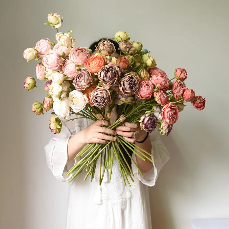 bouquet de pivoines artificielles en soie pour décoration de mariage - vue 4 sur 18