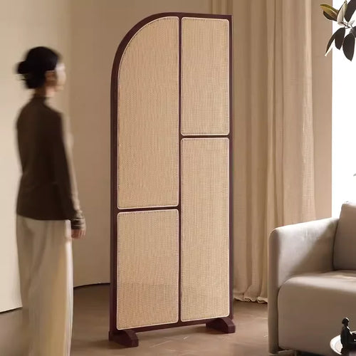 Japanese-style solid wood rattan screen partition is opposite the door to the home, living room entrance is blocked, and mobile - vue 16 sur 29