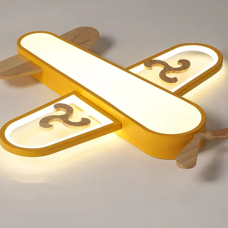 plafonnier en bois minimaliste avion pour chambre d enfants - vue 6 sur 9