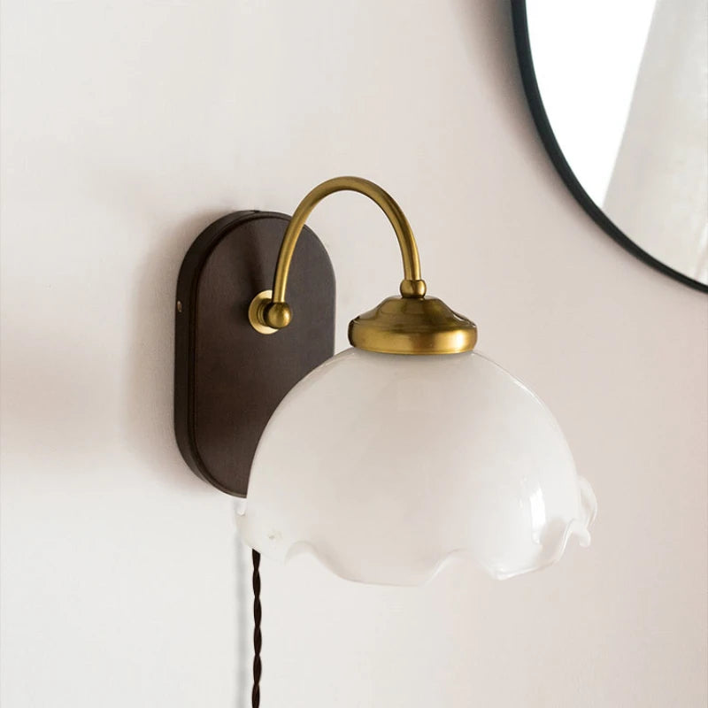 Applique murale verre fleur miroir salle bain lumière déco moderne simple - vue 5 sur 9