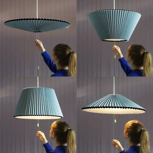 Modern blue fabric pendant light, living room, dining room, ceiling hanging lamp, pendant light - vue 6 sur 9