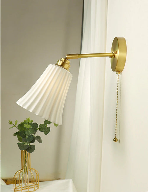 applique murale rétro en laiton et céramique minimaliste