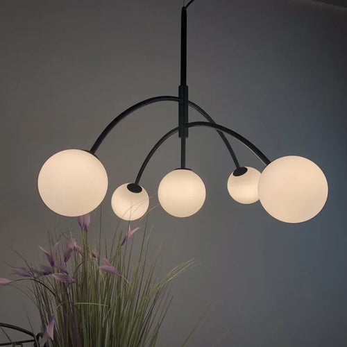 Danish Designer Suspenion Milky Glass Hanging Light Ceiling Chandeliers Nordic Pendant Lamp for Living Dining Room Kitchen