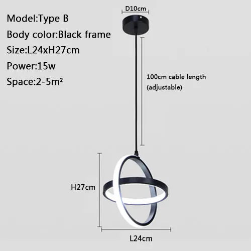 suspension moderne à led design simple et élégant - vue 10 sur 10