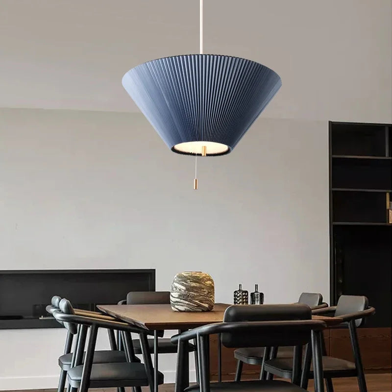 lustre moderne en tissu plissé design créatif nordique - vue 4 sur 8