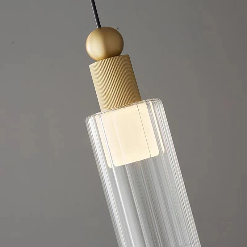 suspension moderne en verre et cuivre avec cordons interchangeables - vue 5 sur 8