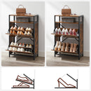 VASAGLE Shoe Cabinet with 2 Flip Doors, Hallway Shoe Storage Rack with Open Compartment, Internal Dividers, for 8-12 Pairs