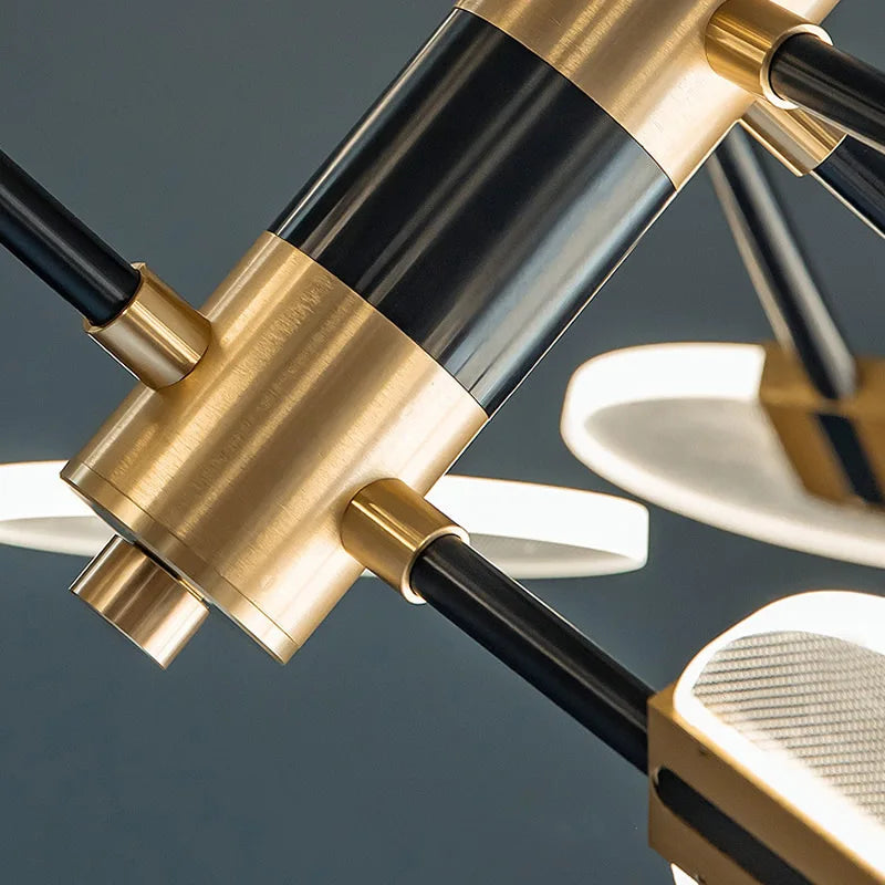 lustre nordique en fer avec led rotative créative - vue 7 sur 9